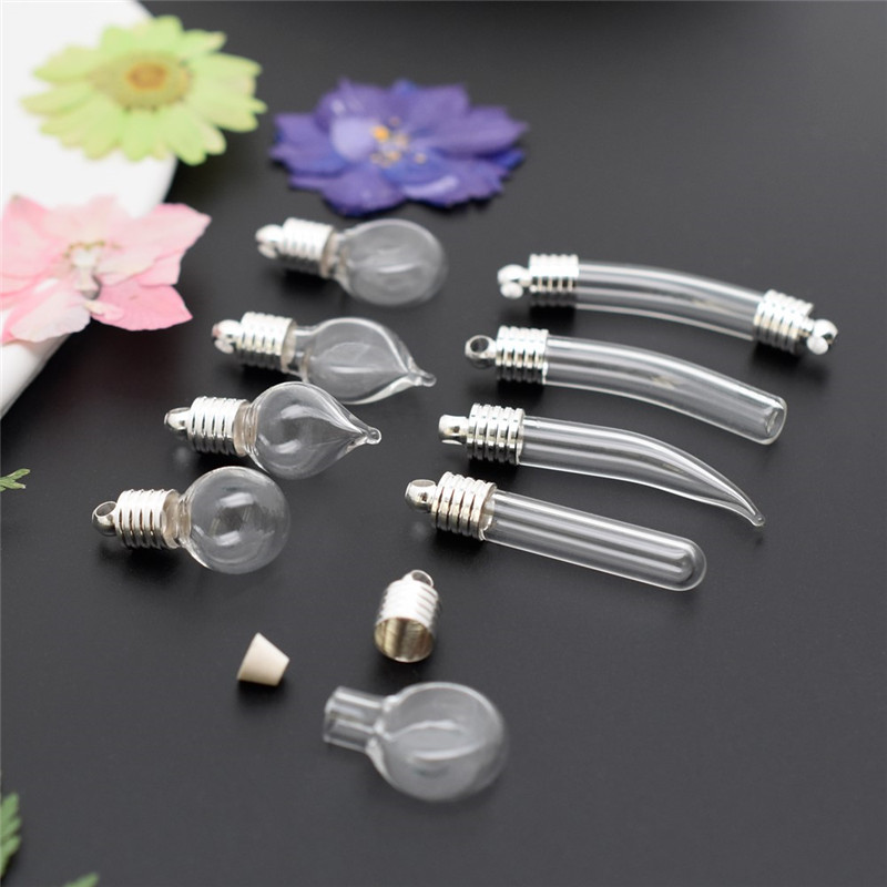 Engraved Name Necklace - 1pieces Glass Vial Pendants Silver Color