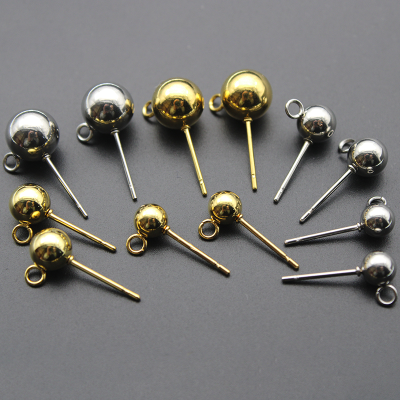 Hoop Earrings - 20Pcs Stainless Steel 3/4/5/6/8mm Round Ball