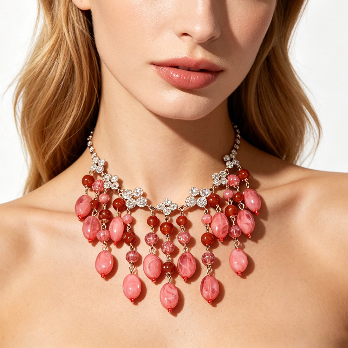 Jewelry & Watches Store - Trendy Pink Red Teardrop Beaded Tassel