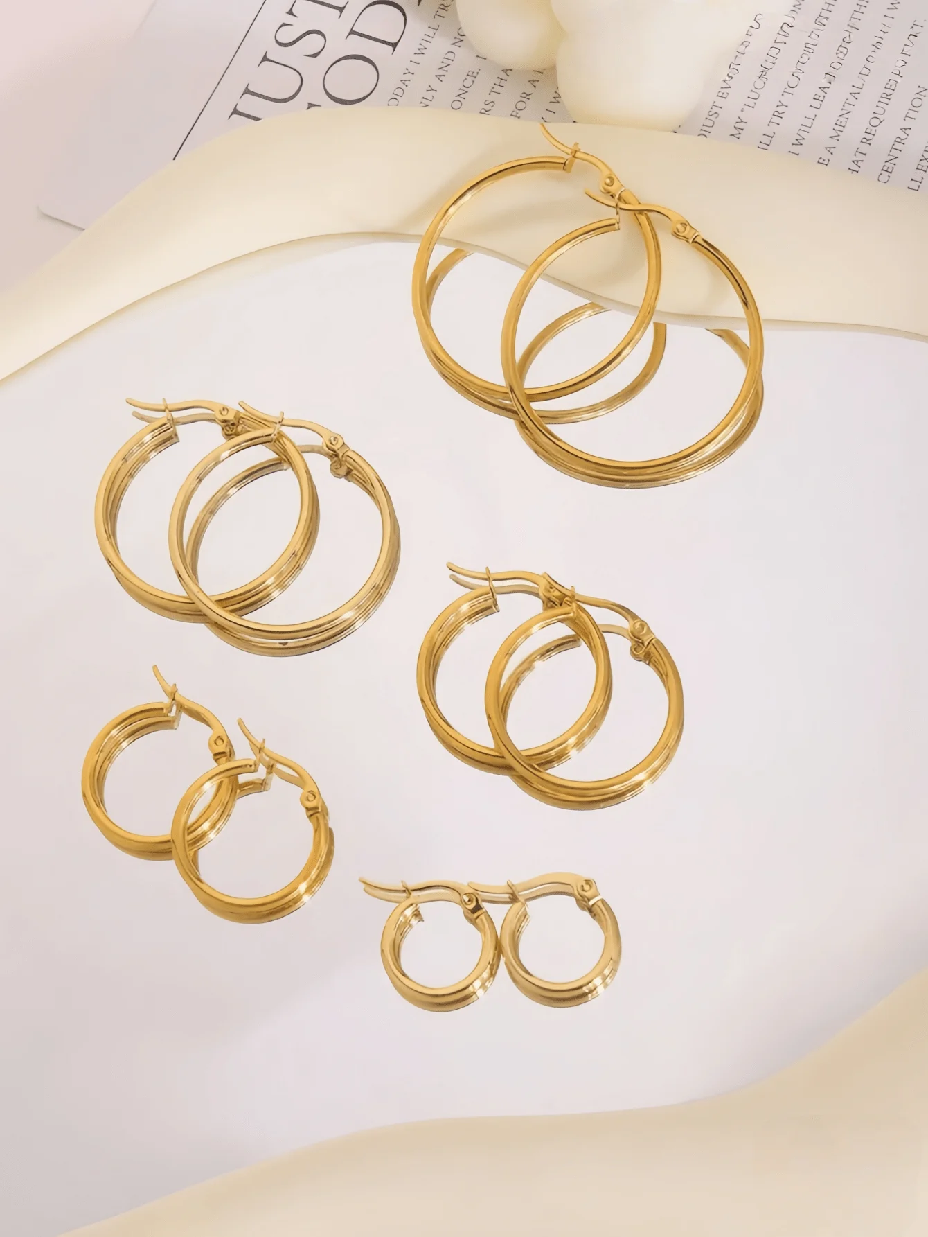 Hoop Earrings - Stainless Steel Polished Hoop Earrings Set