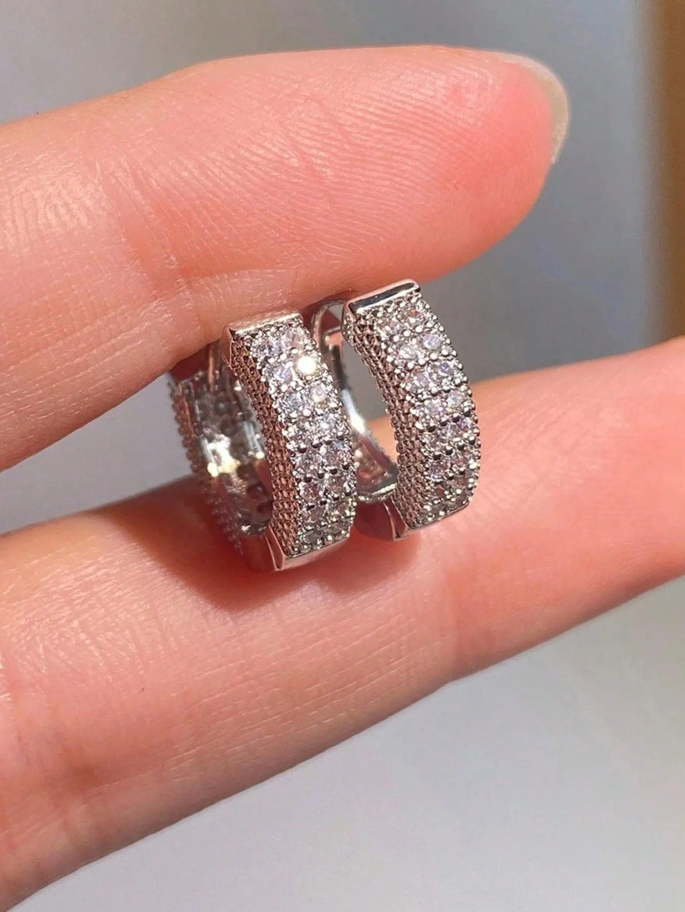 Cubic Zirconia Studded Hoop Ea - Hoop Earrings review and price