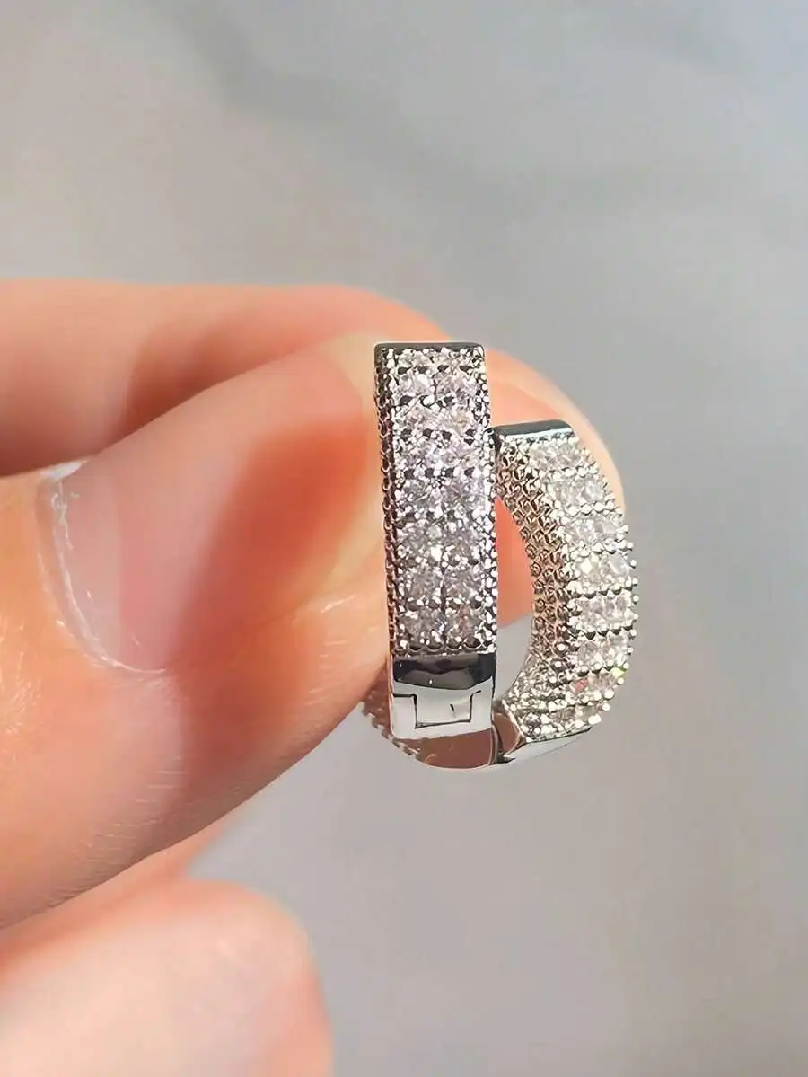 Cubic Zirconia Studded Hoop Ea - Hoop Earrings review and price