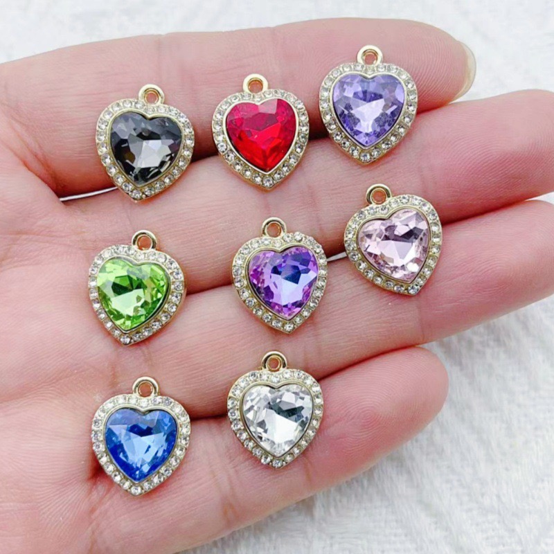 10pcs heart-shaped inlaid colo - Jewelry & Watches Store review and price