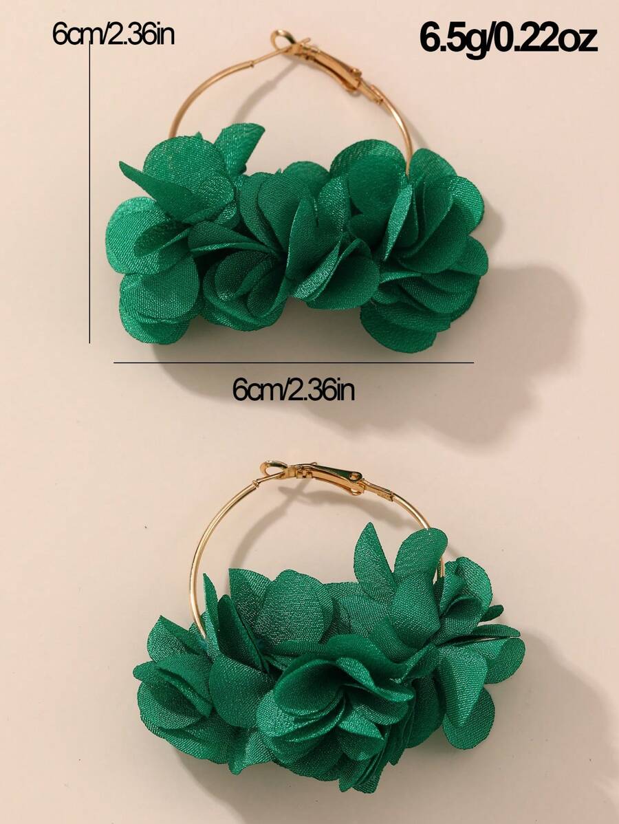 Blush Pink Sheer Floral Cluste - Hoop Earrings review and price