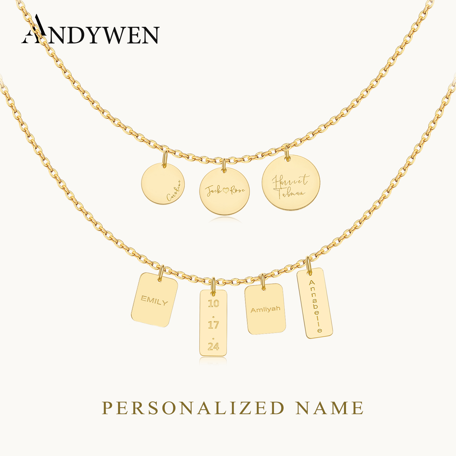 ANDYWEN 925 Sterling Silver Pe - Engraved Name Necklace review and price
