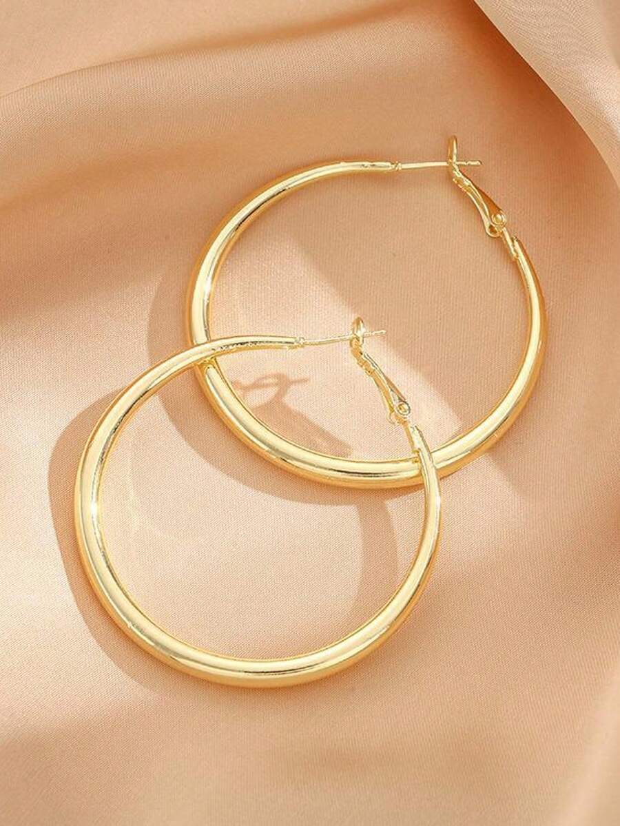 Shiny Gold Tone Y2K Minimalist - Hoop Earrings review and price