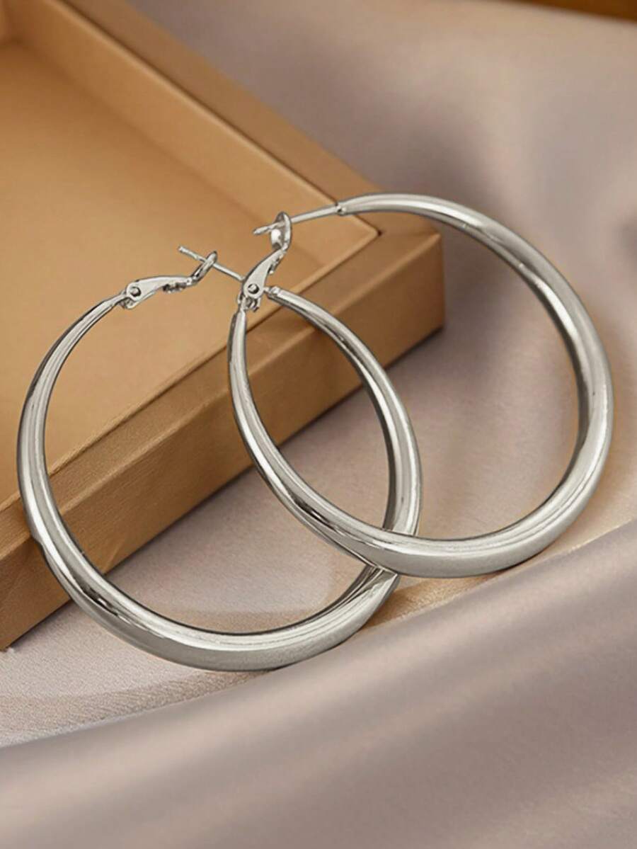 Shiny Gold Tone Y2K Minimalist - Hoop Earrings review and price