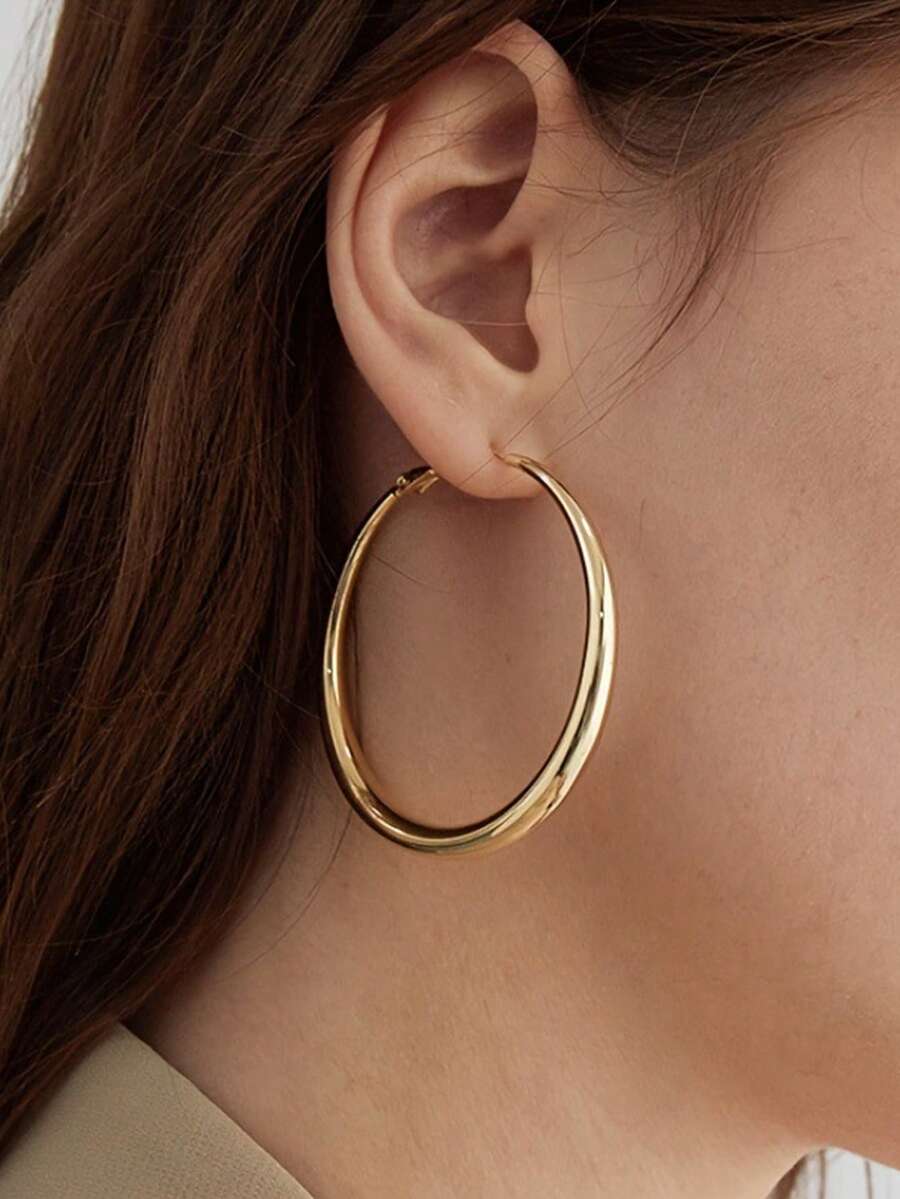 Shiny Gold Tone Y2K Minimalist - Hoop Earrings review and price