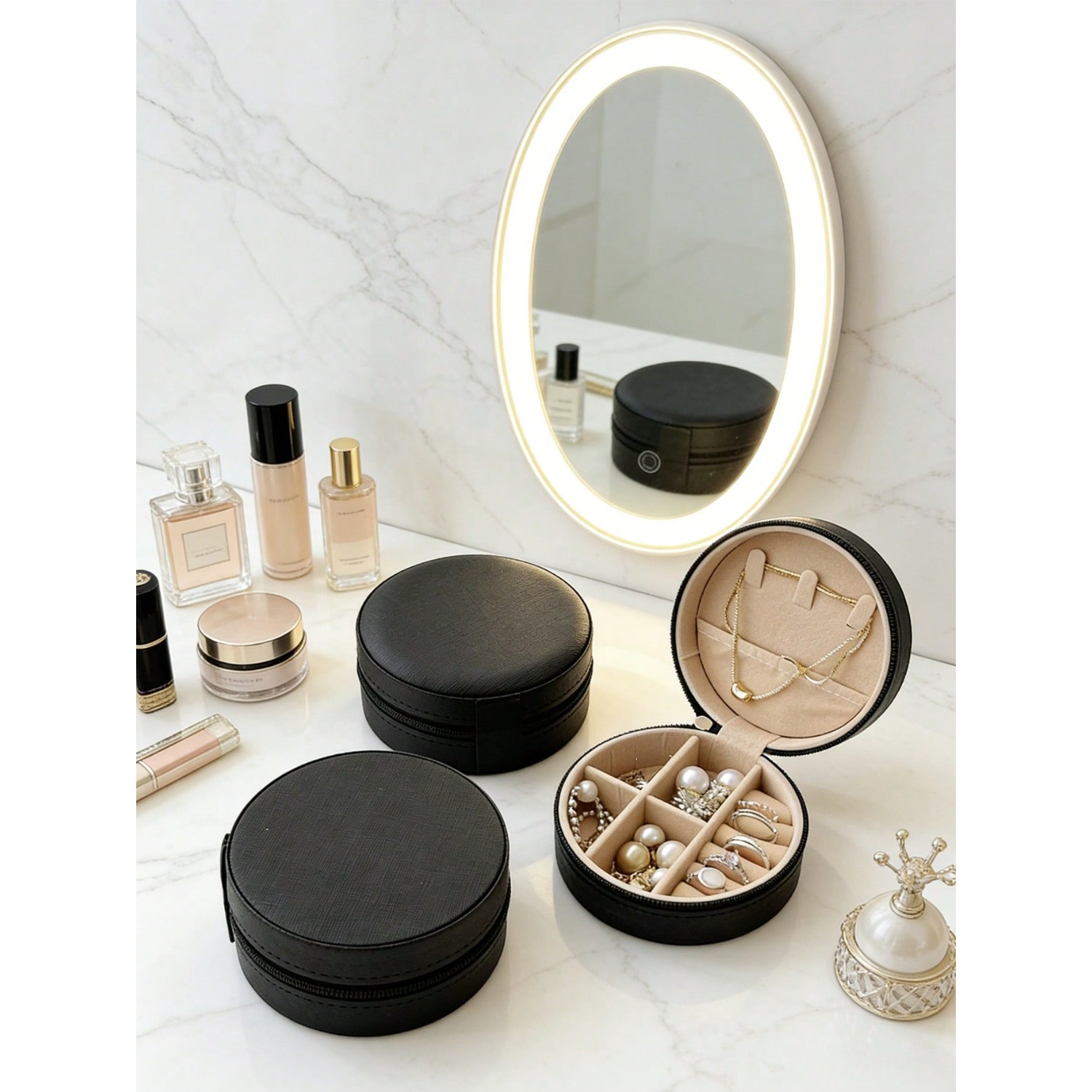 Circular Jewelry Box, Portable - Jewelry And Watches Stores review and price