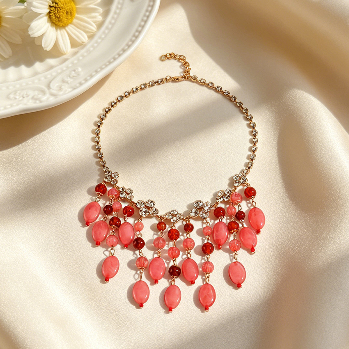 Trendy Pink Red Teardrop Beade - Jewelry & Watches Store review and price
