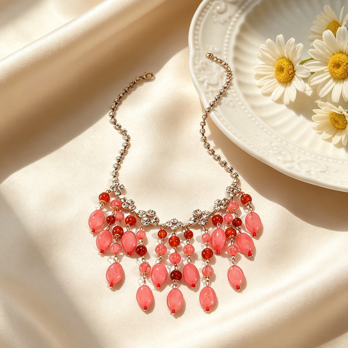 Trendy Pink Red Teardrop Beade - Jewelry & Watches Store review and price
