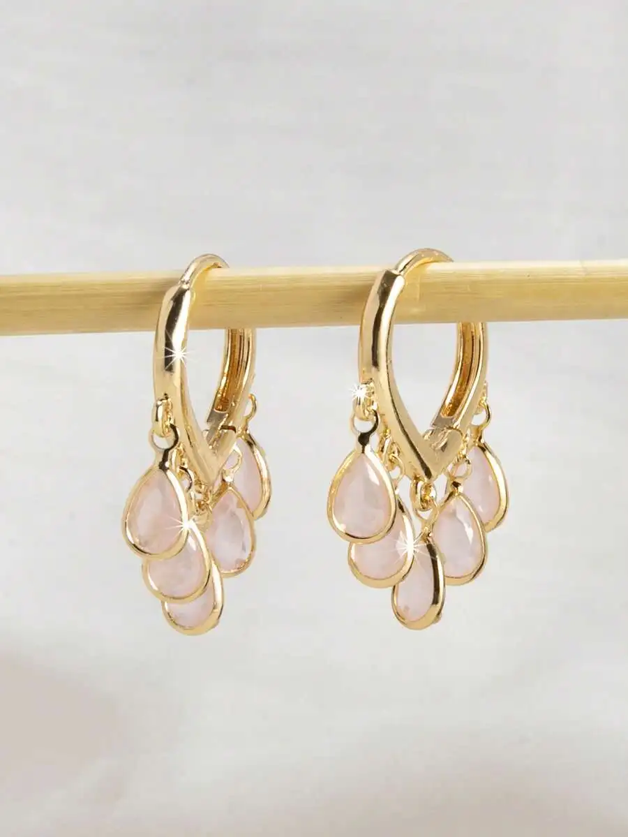 Elegant Gold Tone Teardrop Zir - Hoop Earrings review and price