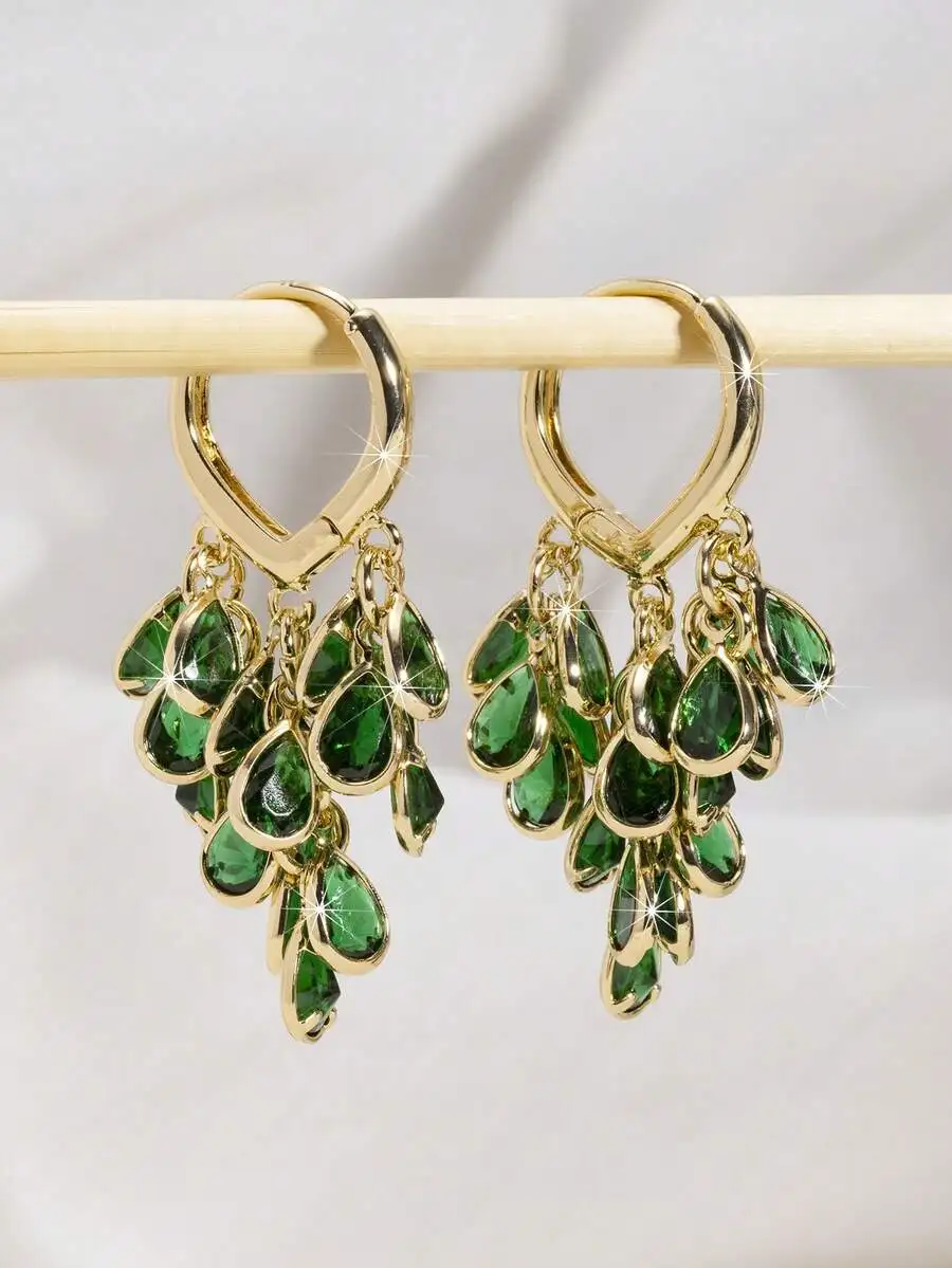 Elegant Gold Tone Teardrop Zir - Hoop Earrings review and price