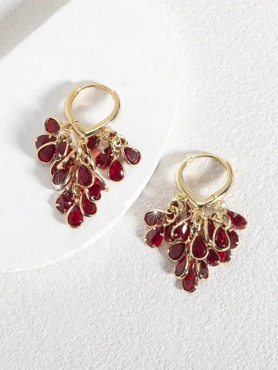 Elegant Gold Tone Teardrop Zir - Hoop Earrings review and price